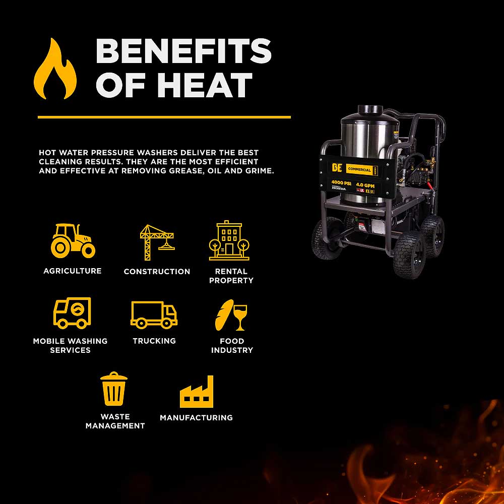 BE HW4013HG 4200 PSI 4.2 GPM Hot Water Gas Pressure Washer