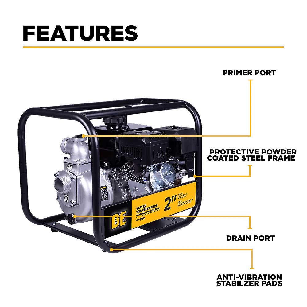 BE WP-2070S 33PSI 158GPM Water Transfer Pump with Powerease 225 Engine