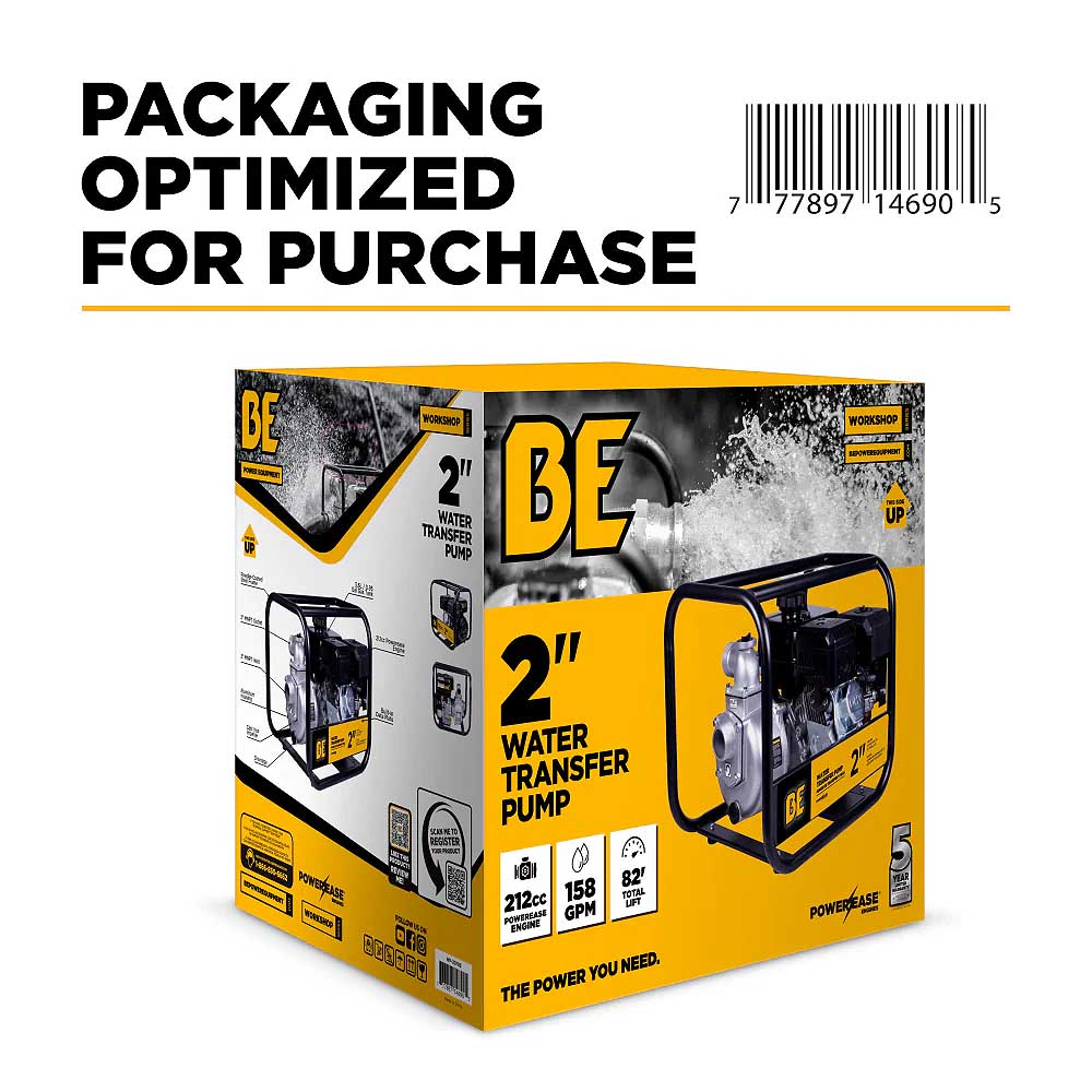 BE WP-2070S 33PSI 158GPM Water Transfer Pump with Powerease 225 Engine