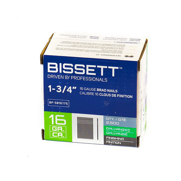 Bissett Brad Nails 16 Gauge 1-3/4in EG 2.5M