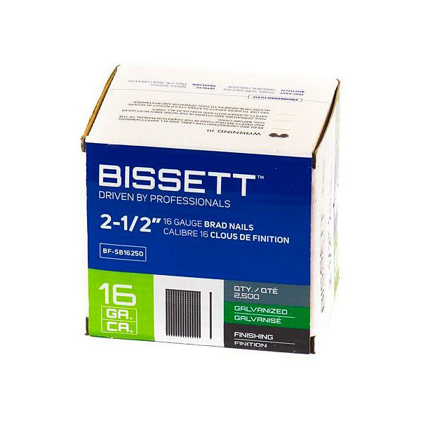 Bissett Brad Nails 16 Gauge 2-1/2in EG 2.5M