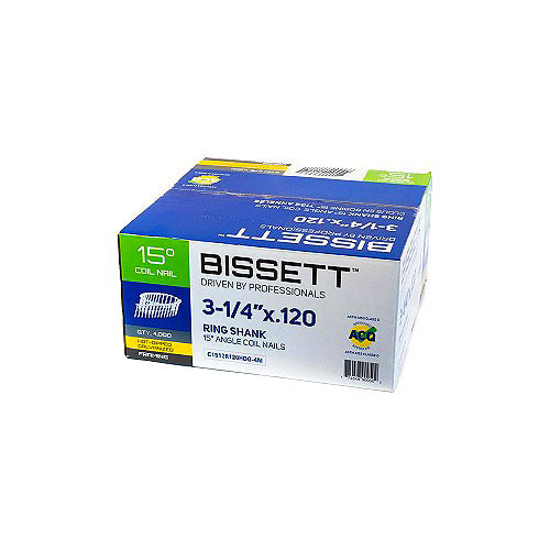 Bissett Coil Nails 3in.120 15D Ring HDG
