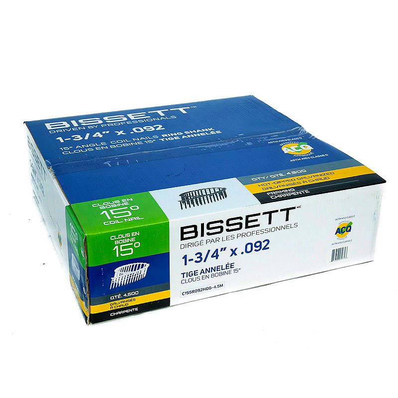 Bissett Coil Nails 1-3/4in.092 15D Ring