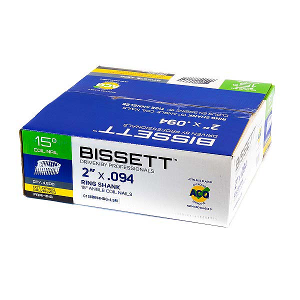 Bissett Coil Nails 2in.094 15D Ring HDG