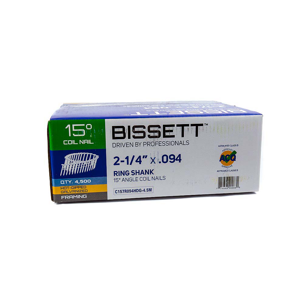 Bissett Coil Nails 2-1/4in.094 15D RNG