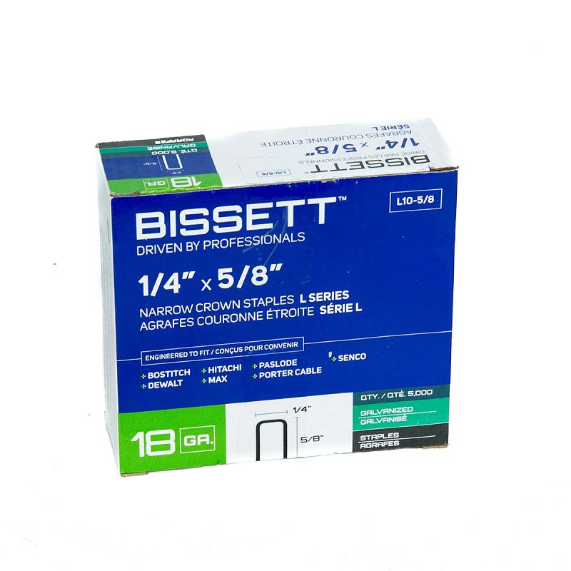 Bissett Staple 18 Gauge-L 1/4in Cr 5/8in EG
