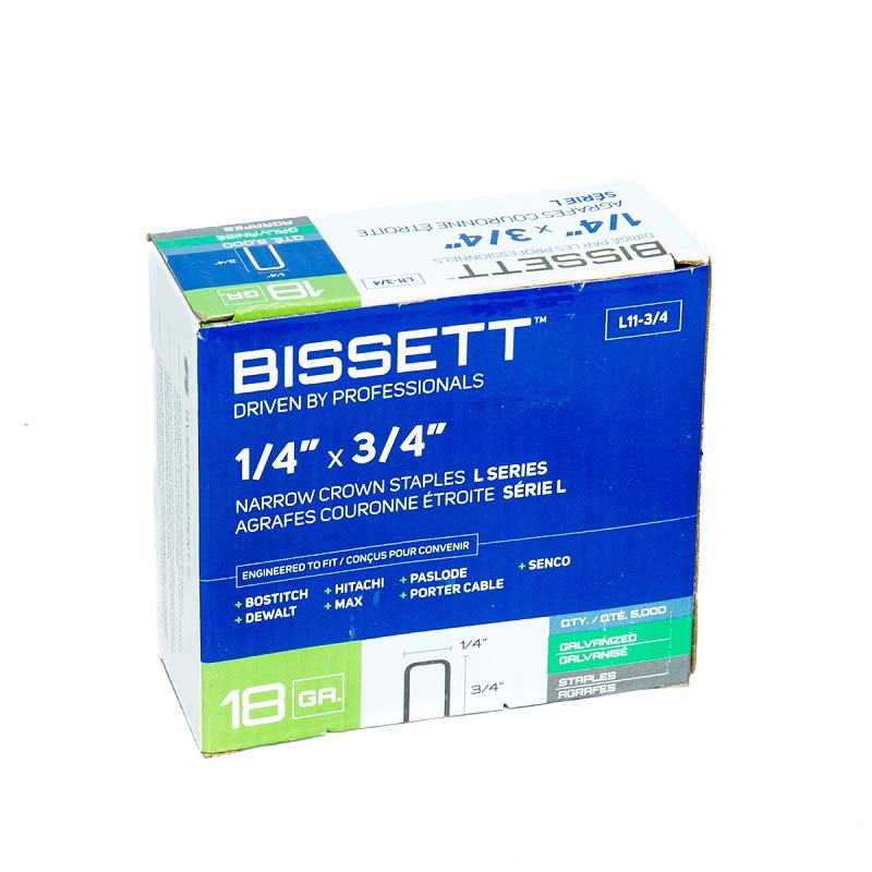 Bissett Staple 18 Gauge-L 1/4in Cr 3/4in EG