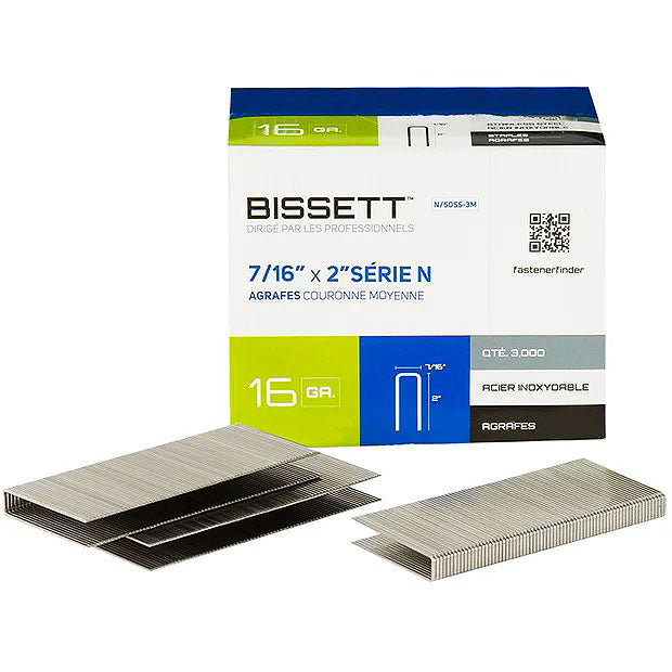 Bissett Staple 16 Gauge-N 7/16in Cr 2in SS
