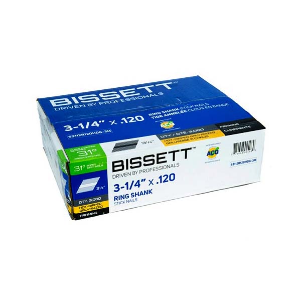 Bissett Stick Nails 3in.120 34D RNG HDG