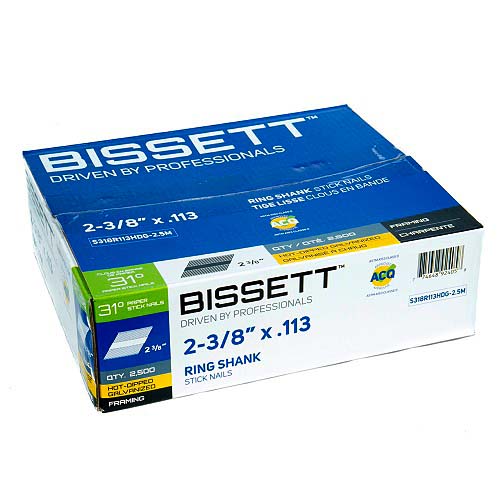 Bissett 2-3/8in x .113 31° HDG Stick Nails - 2500pk