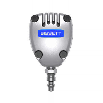 Metallic tool with 'Bissett' branding on a white background