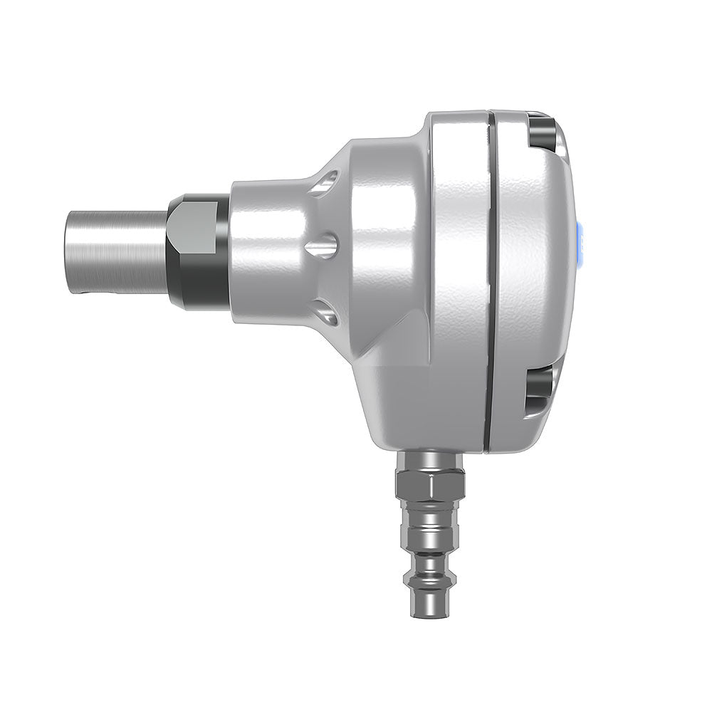 Metallic shower head on a white background
