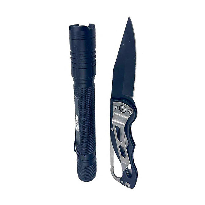 Blackspur LED Flashlight and Folding Pocket Knife Set