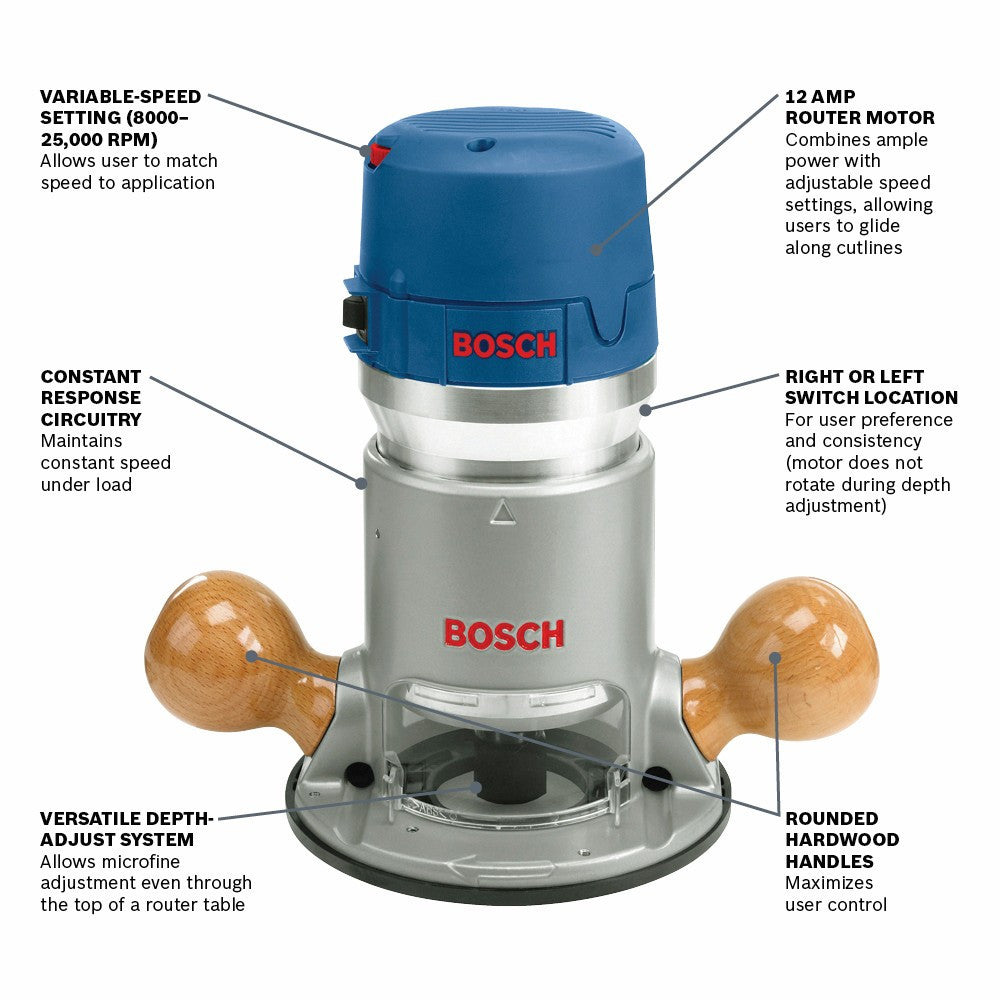 Bosch 1617EVS 2-1/4 HP Electronic Fixed-Base Router