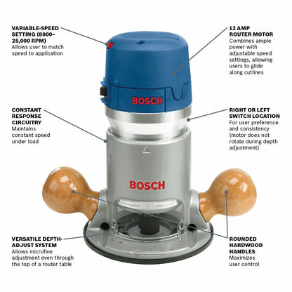 Bosch 1617EVS 2-1/4 HP Electronic Fixed-Base Router