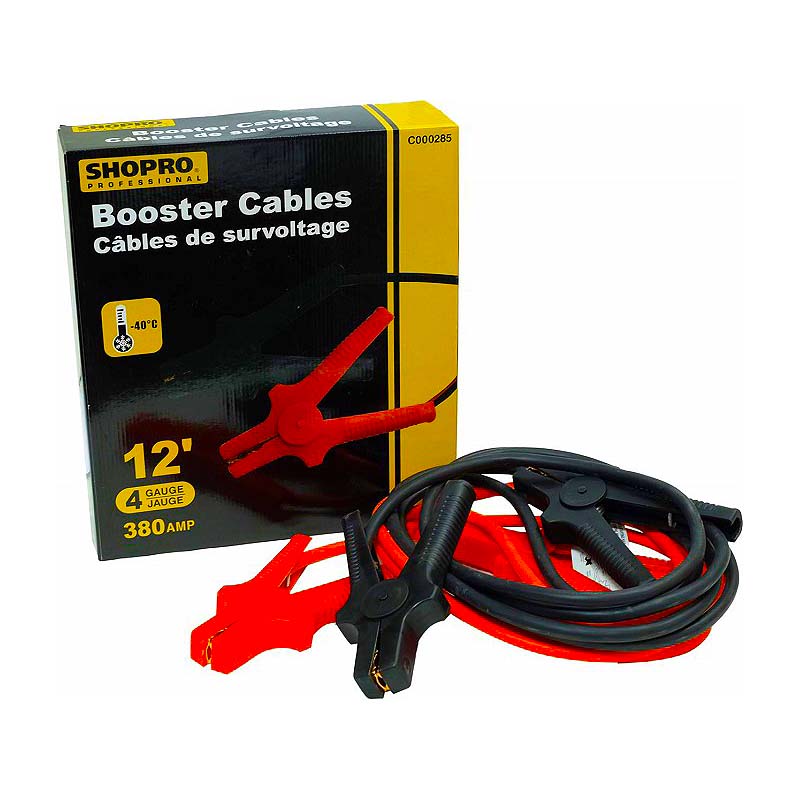 SHOPRO 4 Gauge 12' 380A Booster Cables Set