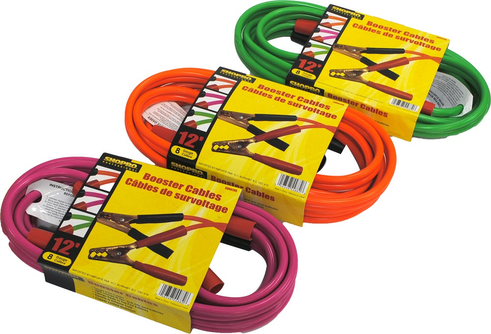 SHOPRO 8 Gauge 12' 200A Booster Cables Set