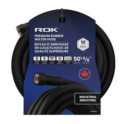 ROK 5/8in x 50' Premium Rubber Water Hose