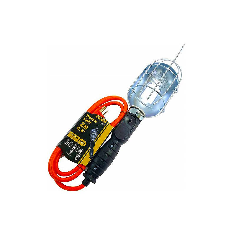 SHOPRO 6.6'/2M Trouble Light with Metal Outlet