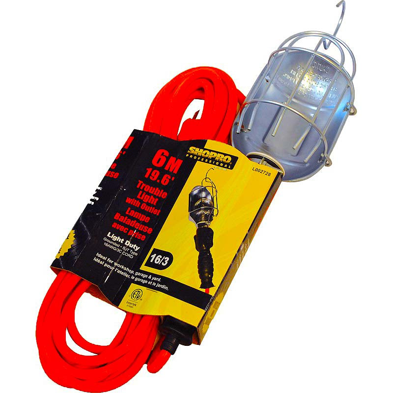 SHOPRO 19.6'/6M Trouble Light with Metal Outlet