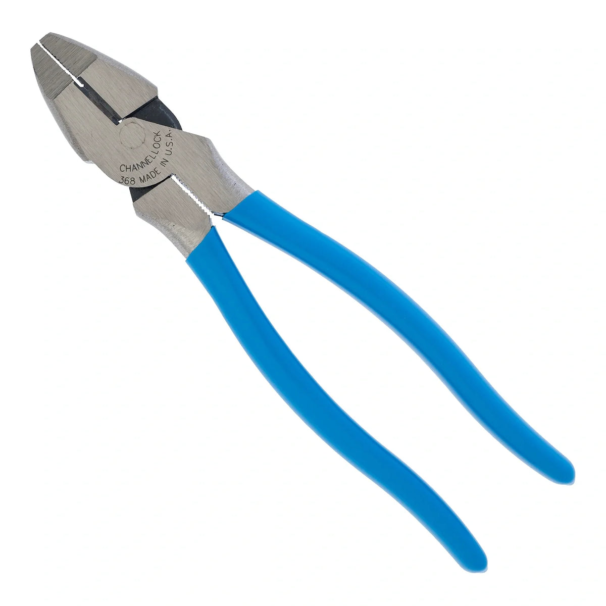 Channellock CA368 8.5-inch XLT round nose linesman pliers on a white background