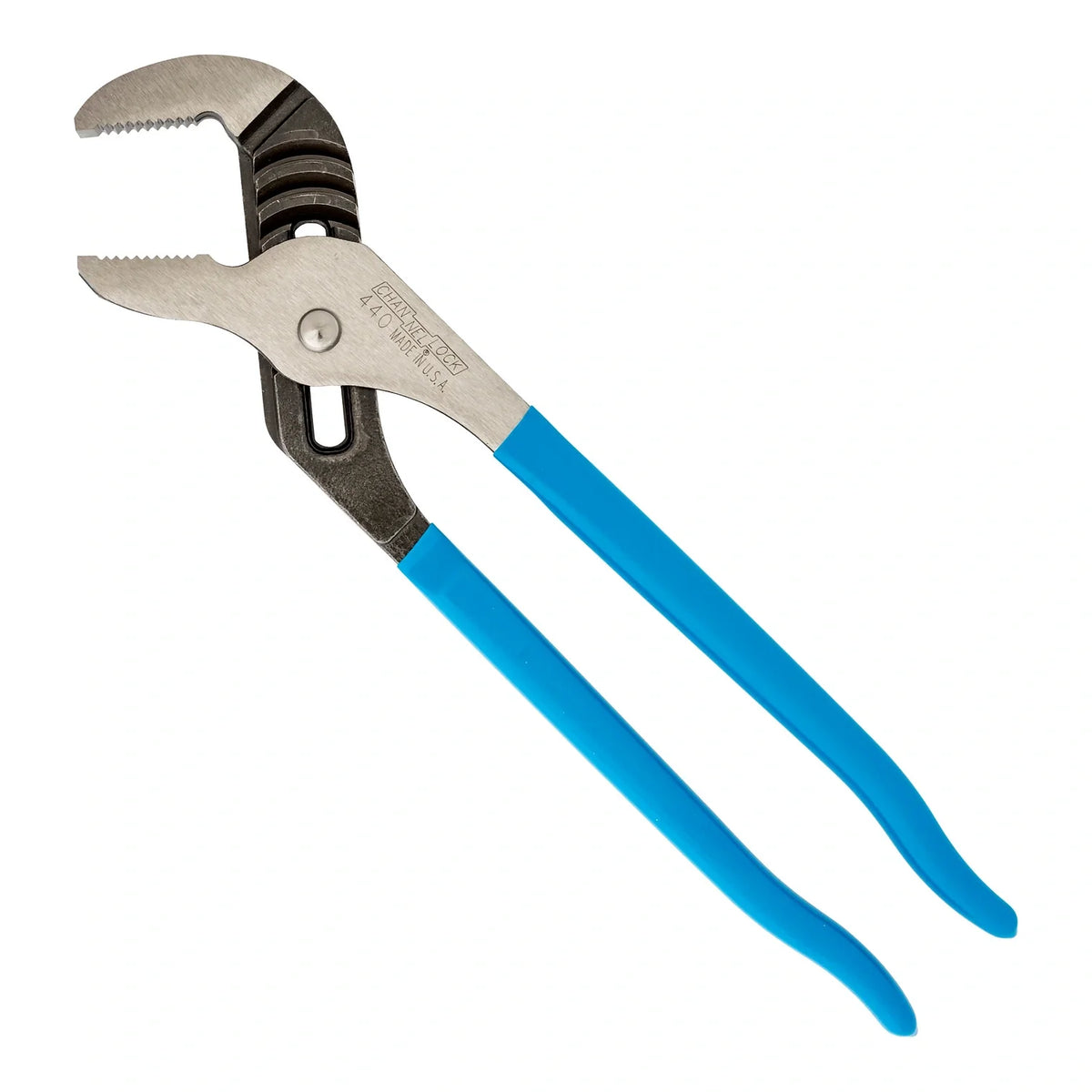 Channellock CA440 12-inch straight jaw tongue and groove pliers on a white background