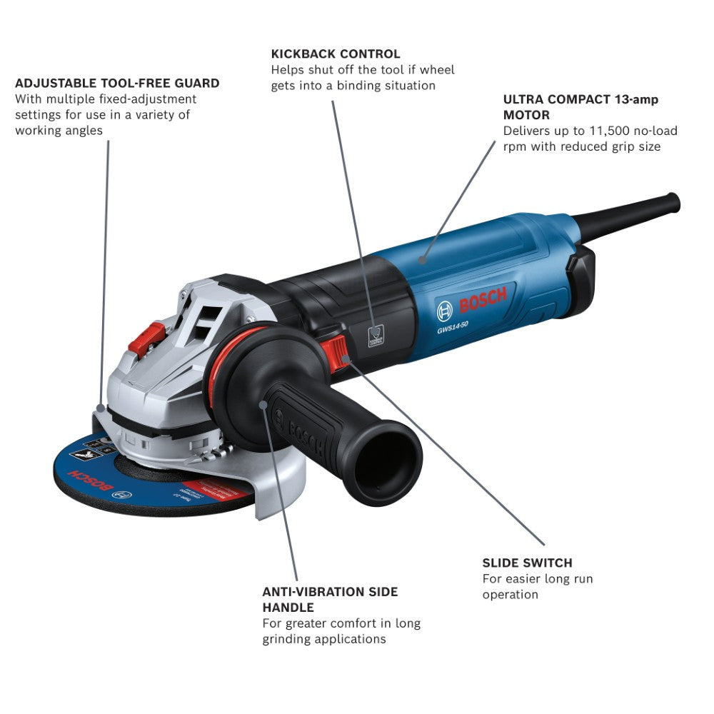 Bosch GWS14-50 13 Amp 5in Angle Grinder