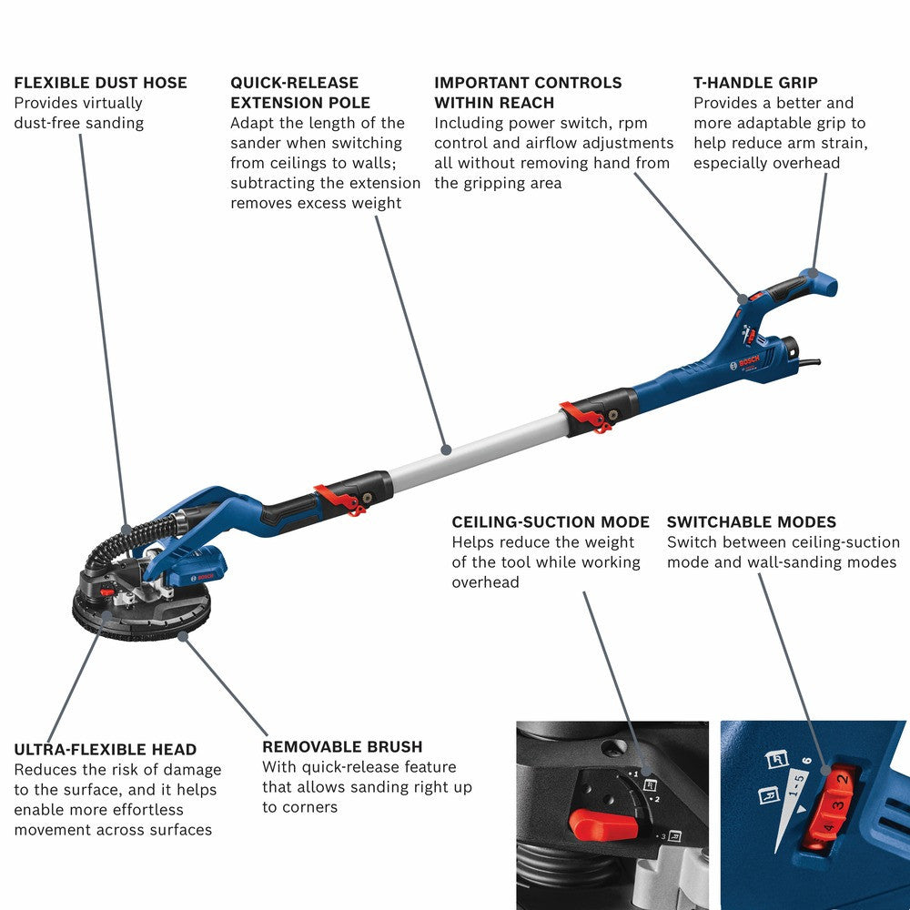 Bosch GTR55-85 4.5 Amp 9 Inch Drywall Sander Kit