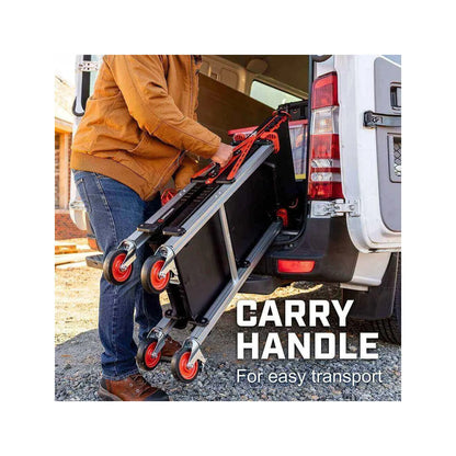 Crescent SITERUNNER 3-Shelf Folding Jobsite Cart – five-inch non-marring casters and locking wheels