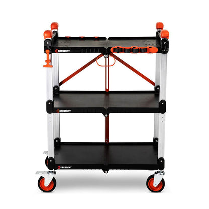 Crescent SITERUNNER 3-Shelf Folding Jobsite Cart – three-shelf folding jobsite cart on a white background
