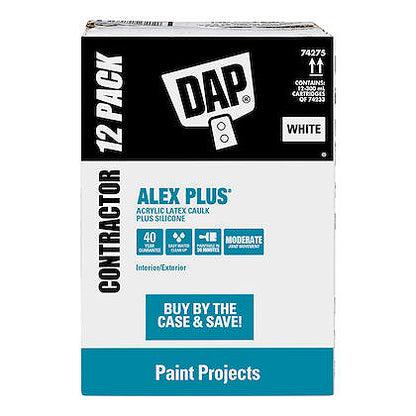 DAP Alex Plus 300ml All Purpose Acrylic Latex Caulk Plus Silicone Sealant - White