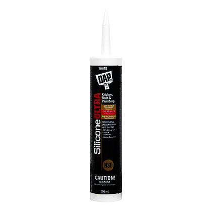 DAP 300ml 100% Silicone Ultra Kitchen, Bath & Plumbing Sealant - White