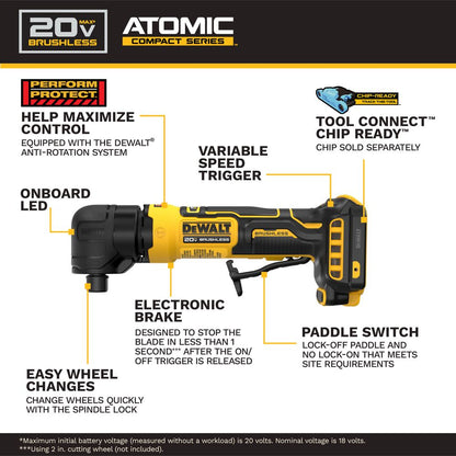 DeWalt DCG422B 20V MAX ATOMIC Cordless Brushless Right Angle Die Grinder (Tool Only)