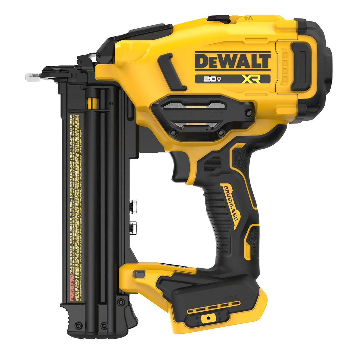 DeWalt DCN210B cordless 18-gauge brad nailer front-side view