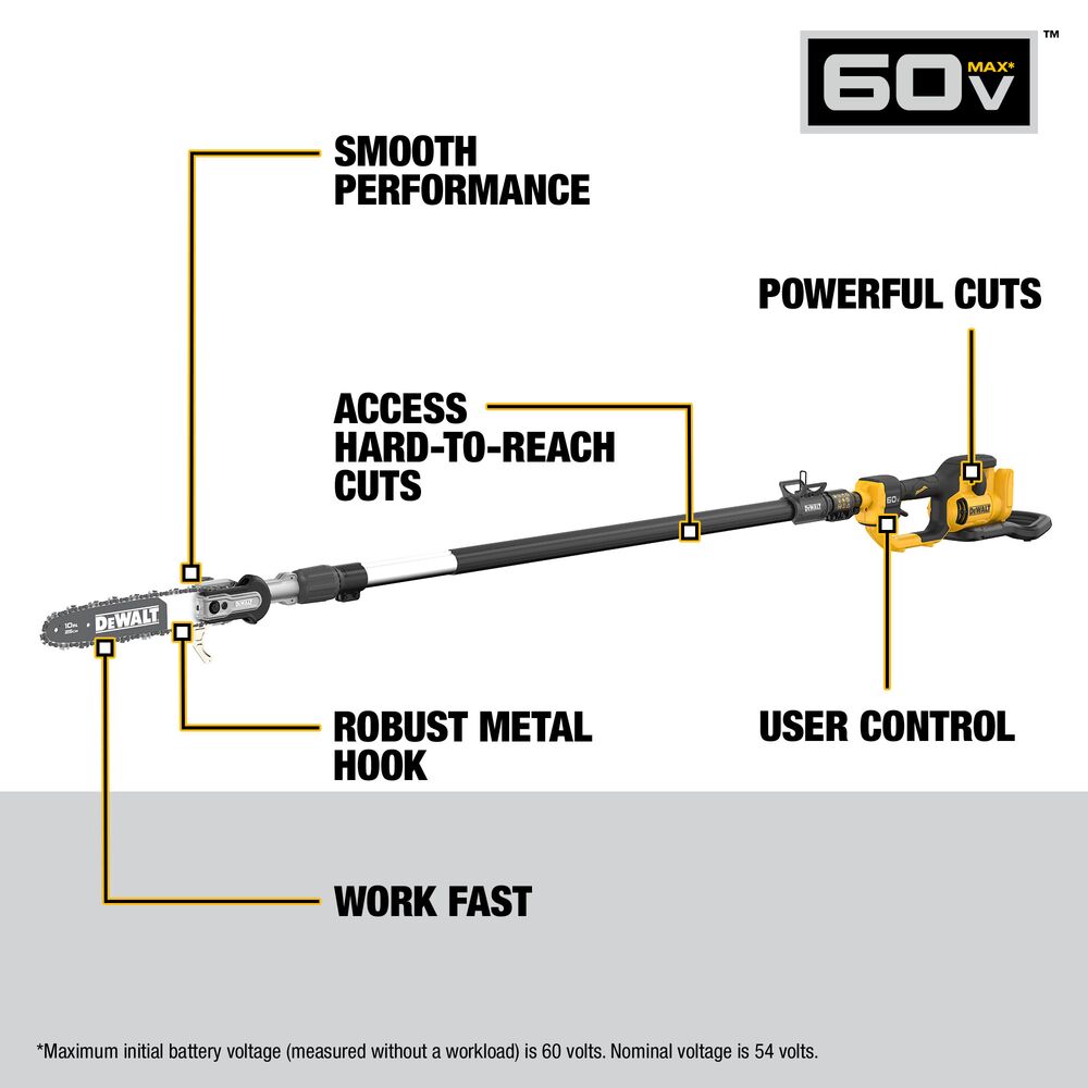 DeWalt DCPS671B FLEXVOLT 60V MAX Cordless Brushless 140in Telescoping Pole Saw (Tool Only)