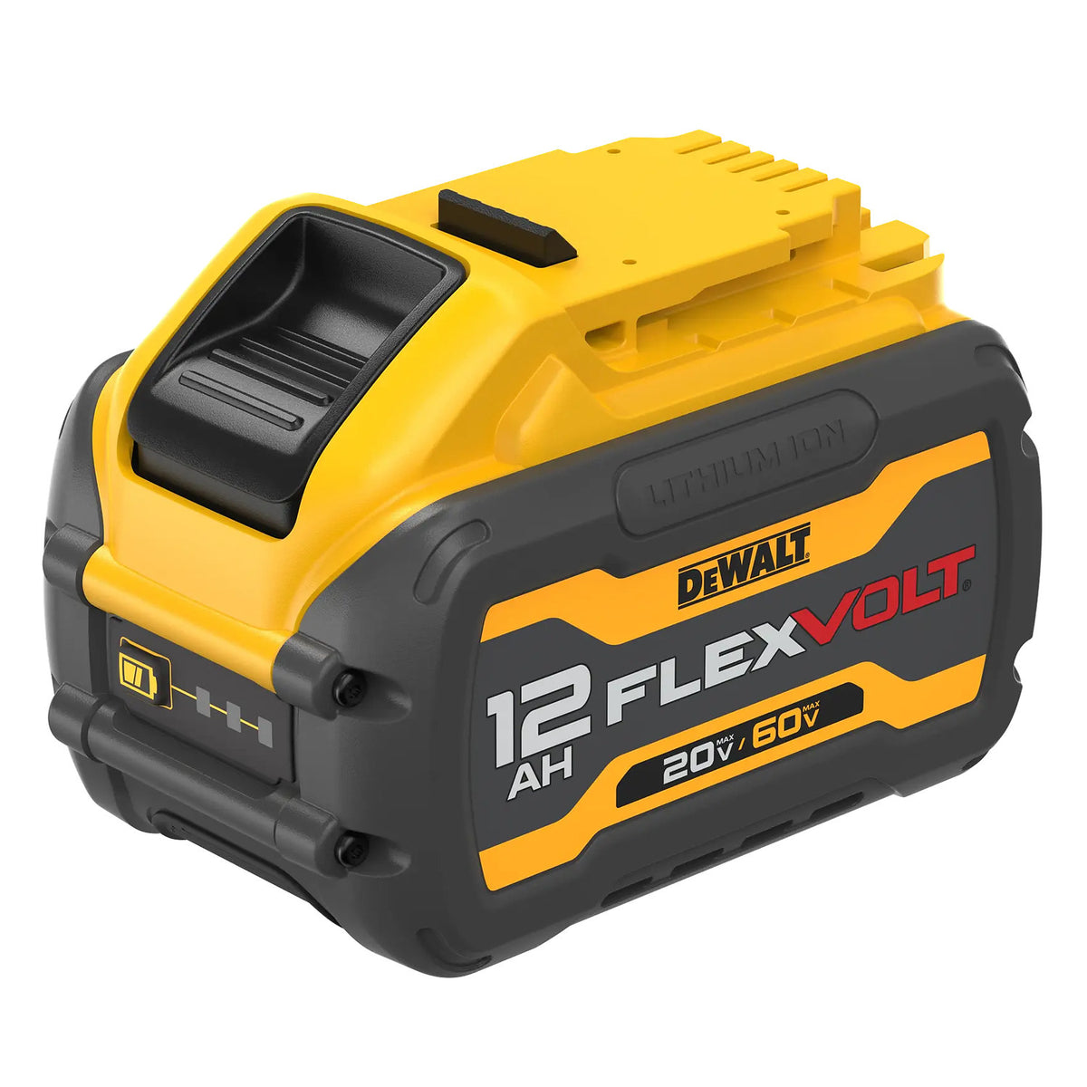 DeWalt DCB6112 FLEXVOLT 12Ah tabless battery angled view