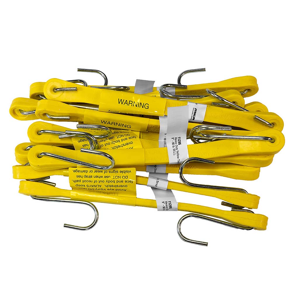 Dynaline 21in heavy-duty yellow tarp strap with S hooks - DN11297