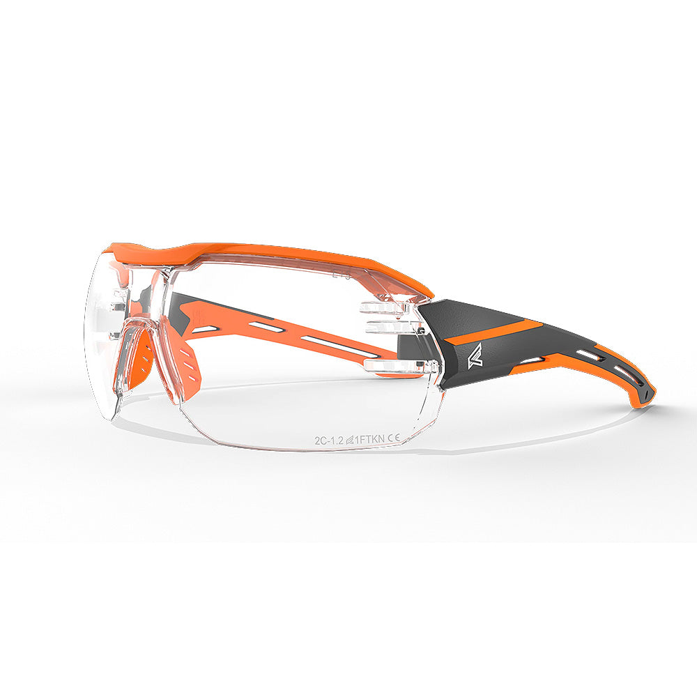 Edge Kabru Clear Lens Safety Glasses with Black Frame & Vivid Orange