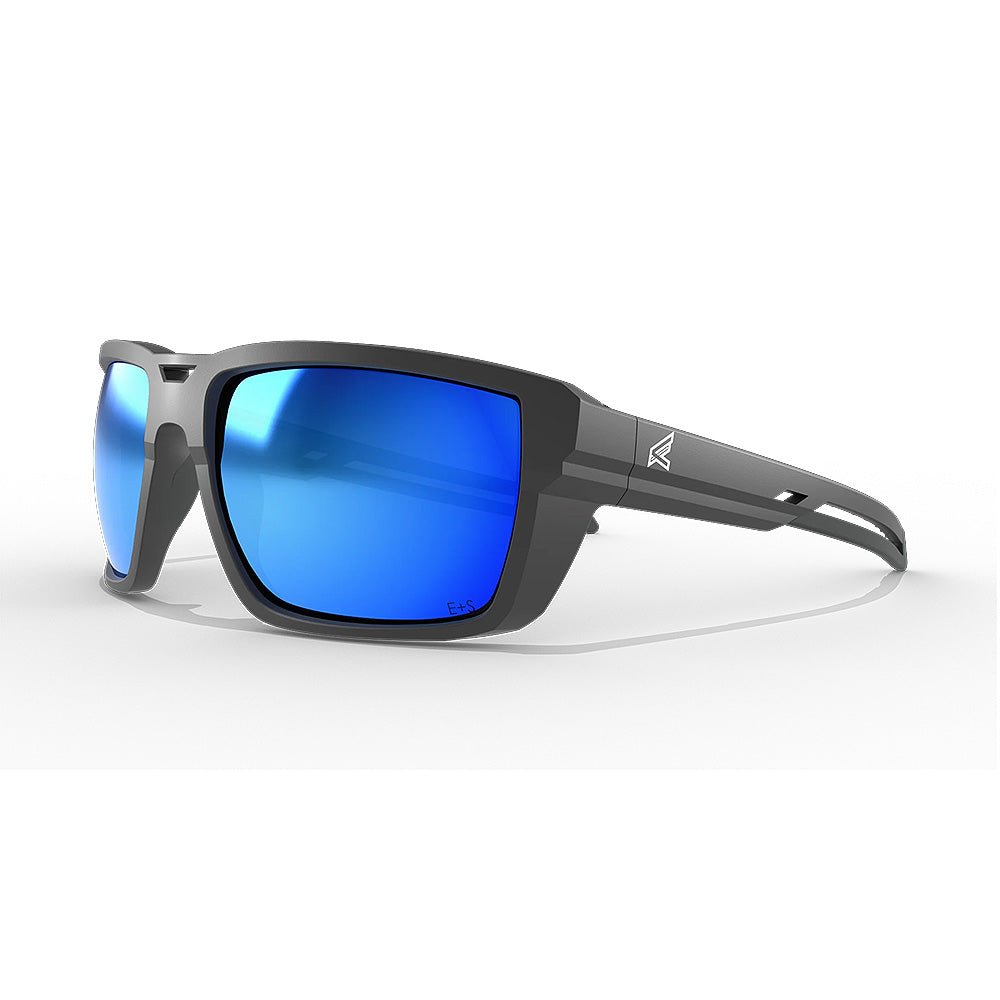 Edge Lassen Blue Mirror Lens Safety Glasses with Matte Black Frame