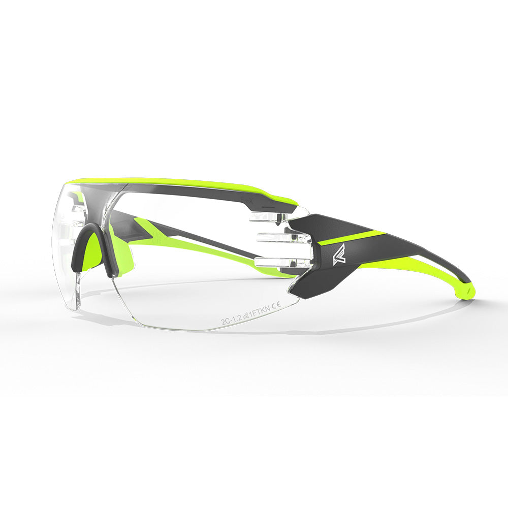 Edge Taven Clear Lens Safety Glasses with Black Frame & Hi-Vis Yellow