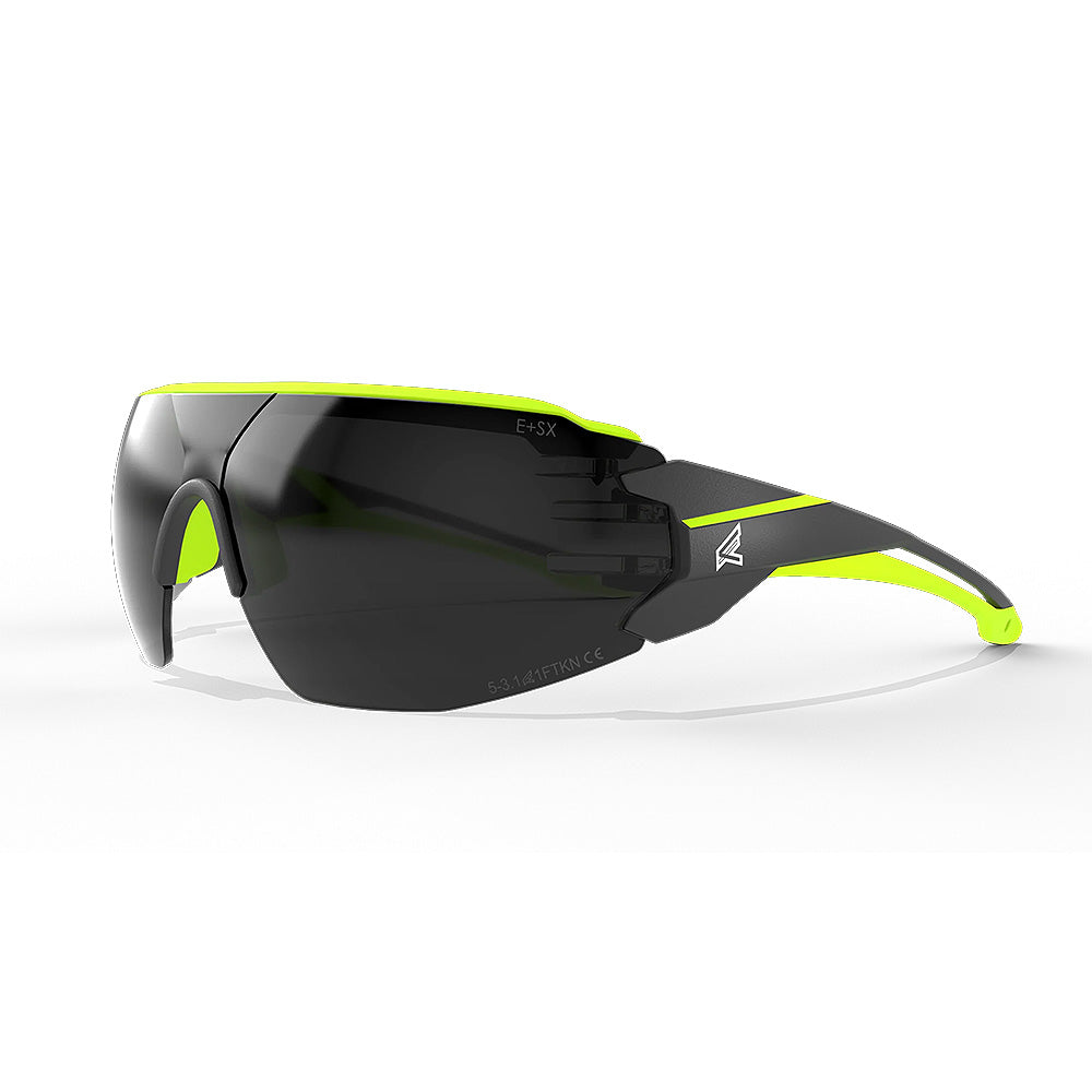 Edge Taven Smoke Lens Safety Glasses with Black Frame & Hi-Vis Yellow