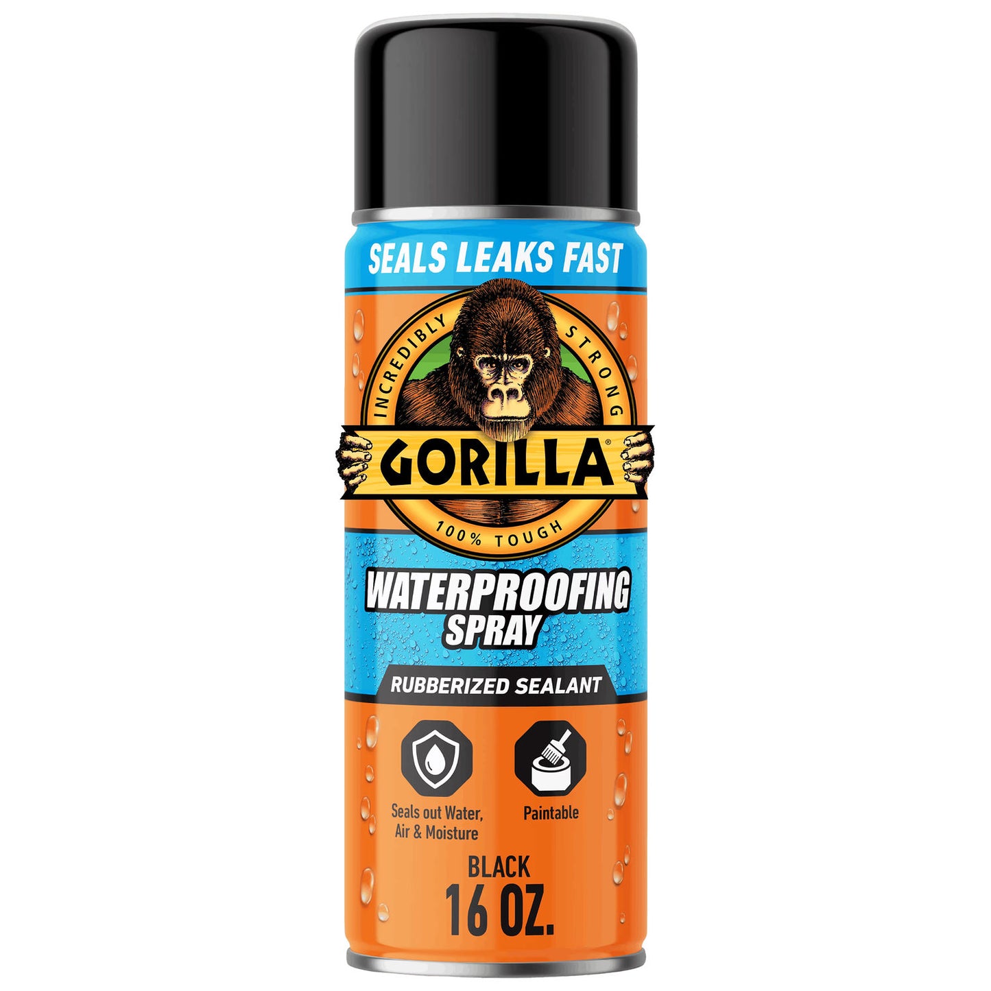 Gorilla 104058 black waterproofing spray 16 oz, front product view