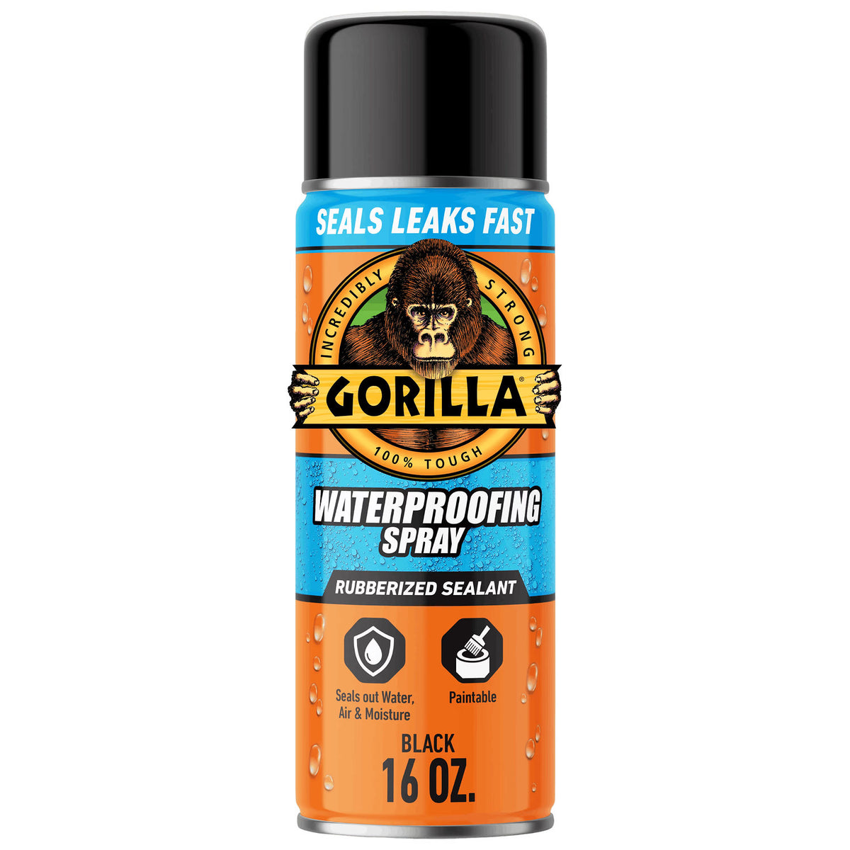 Gorilla 104058 black waterproofing spray 16 oz, front product view