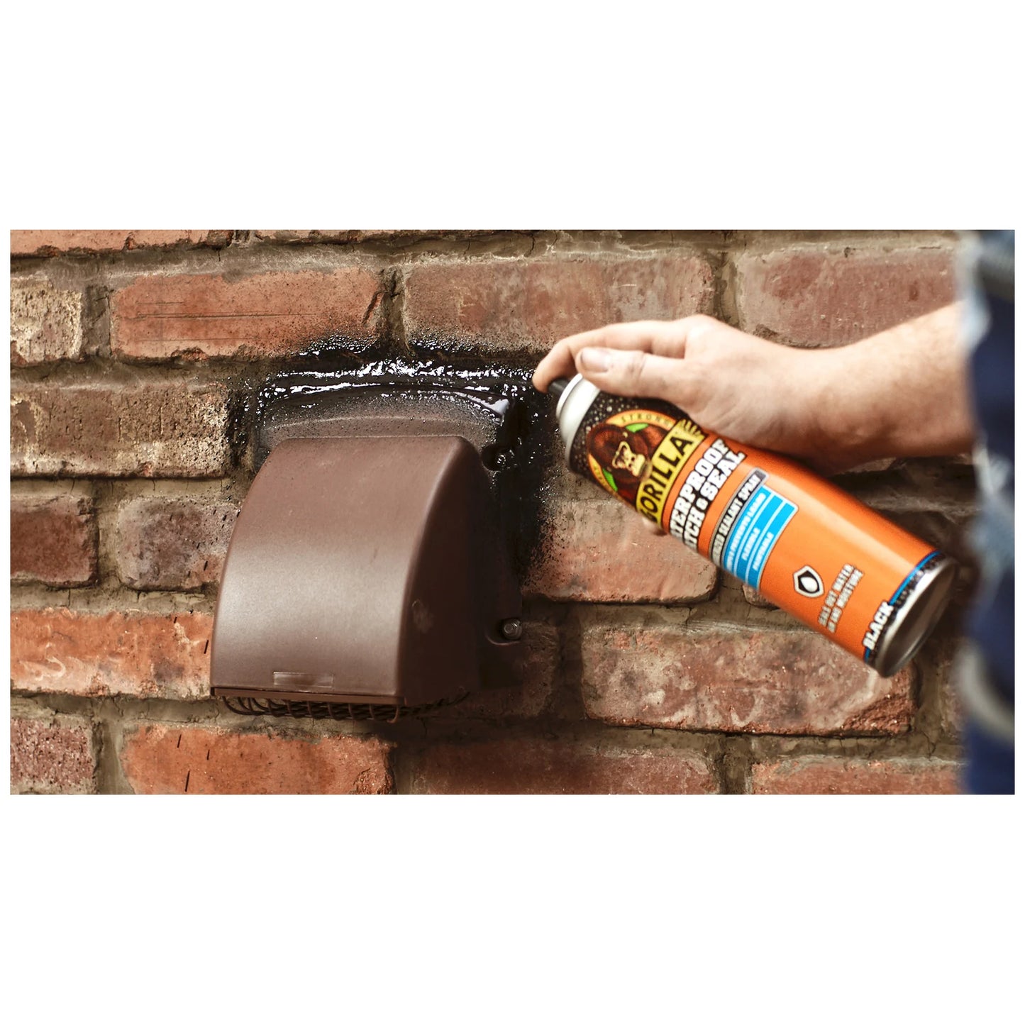 Gorilla 104058 black waterproofing spray used around a roof vent