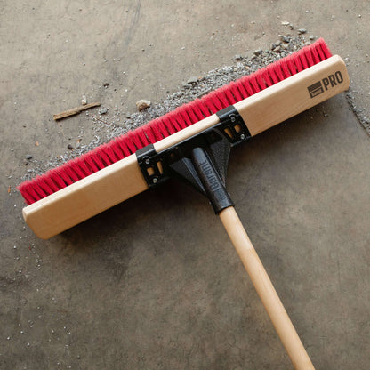Garant Pro Series 24in Multi-Surface Push Broom with Wood Handle — broom head close-up