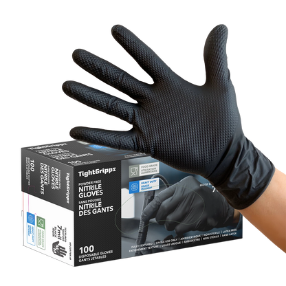 HTT Safety Black PF 7 Mil Diamond-Textured Nitrile Gloves - 100pk - additional view