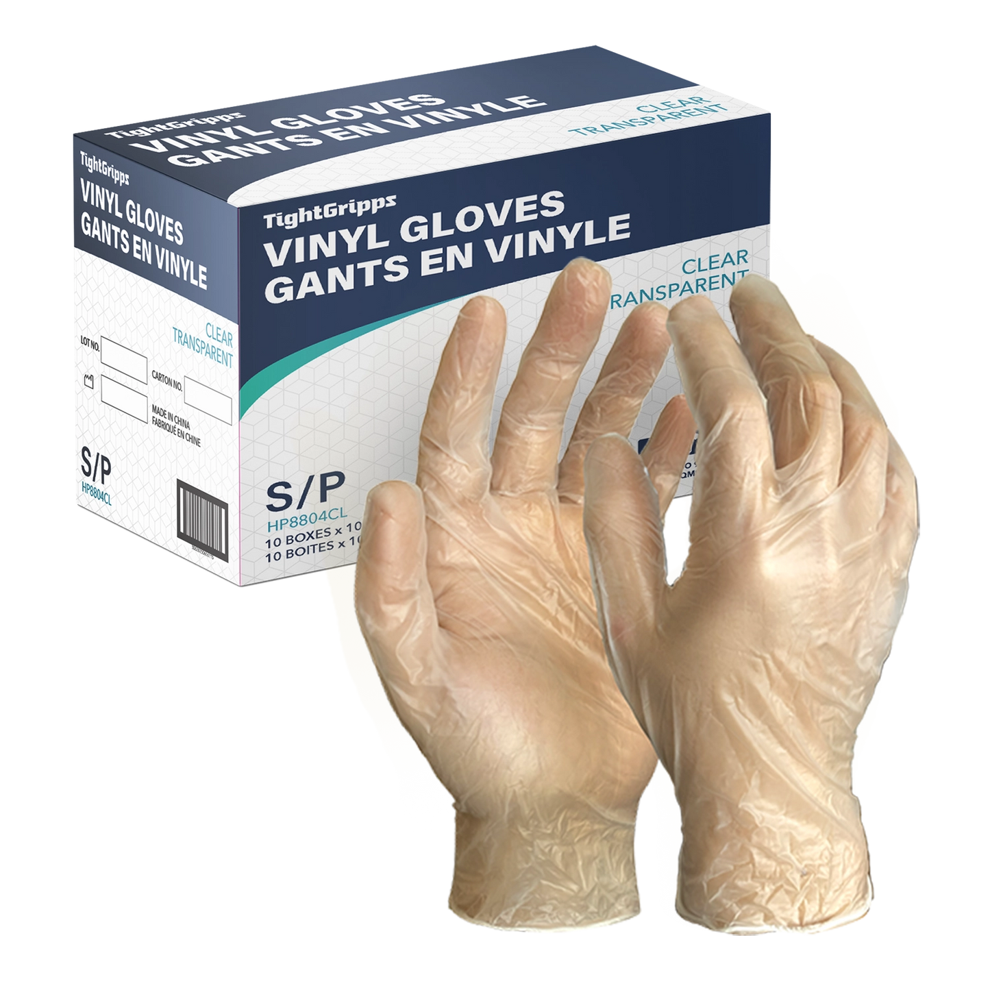HTT Safety Clear PF 4 Mil Vinyl Gloves - 100pk