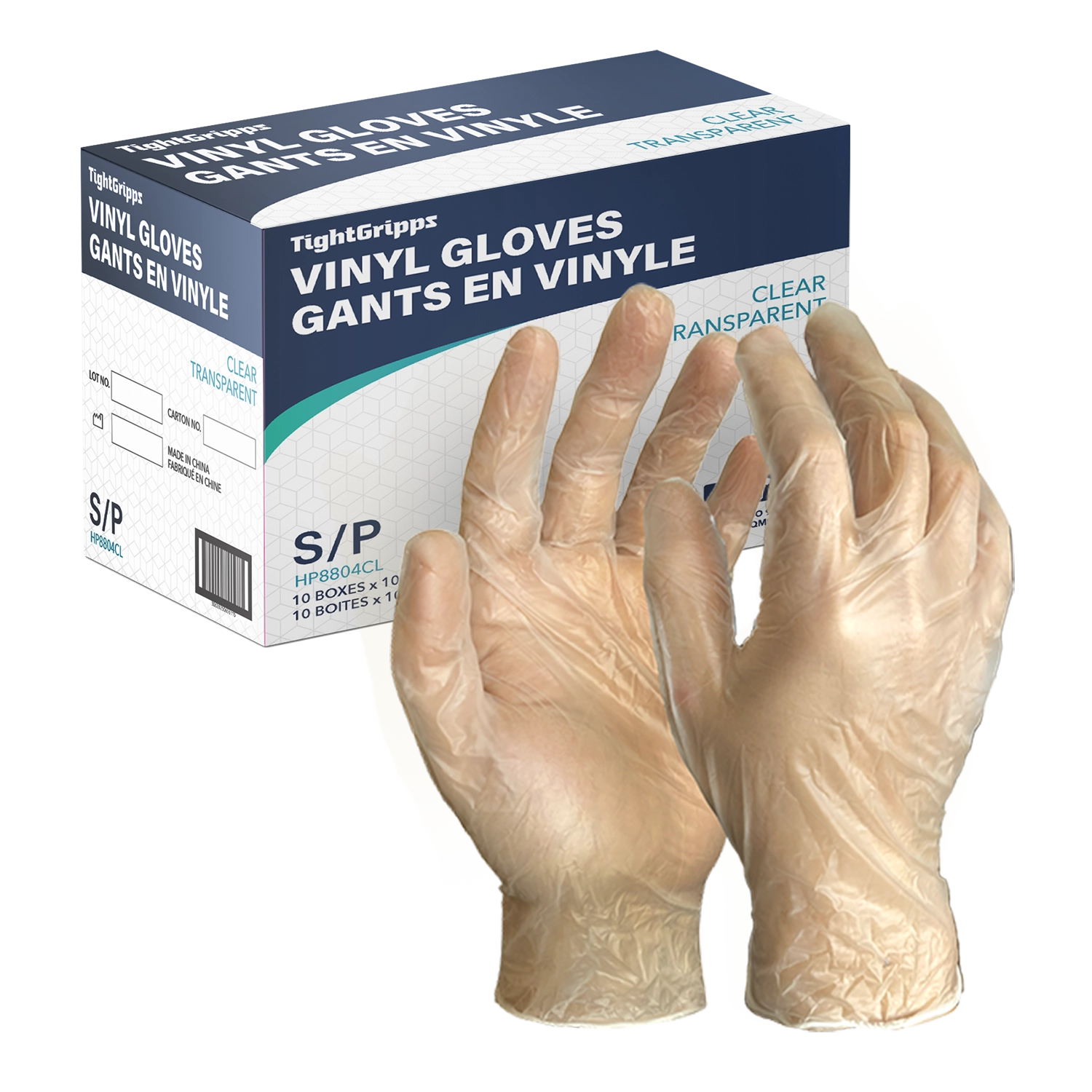 HTT Safety Clear PF 4 Mil Vinyl Gloves - 100pk