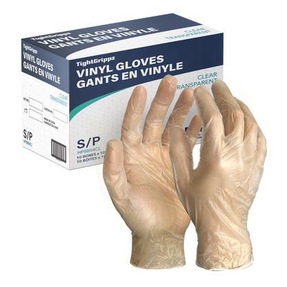 HTT Safety Clear PF 4 Mil Vinyl Gloves - 100pk