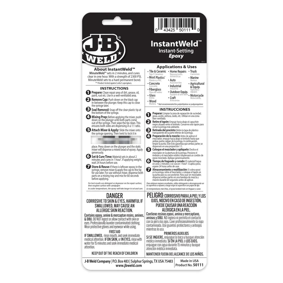 J-B Weld 14ml InstantWeld Syringe Instant-Setting Epoxy